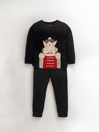 Cherry Crumble Cozy Black Winter Nightsuit for Little Dreamers