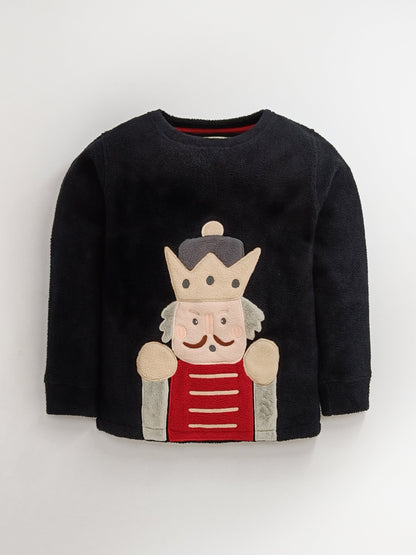 Cherry Crumble Cozy Black Winter Nightsuit for Little Dreamers