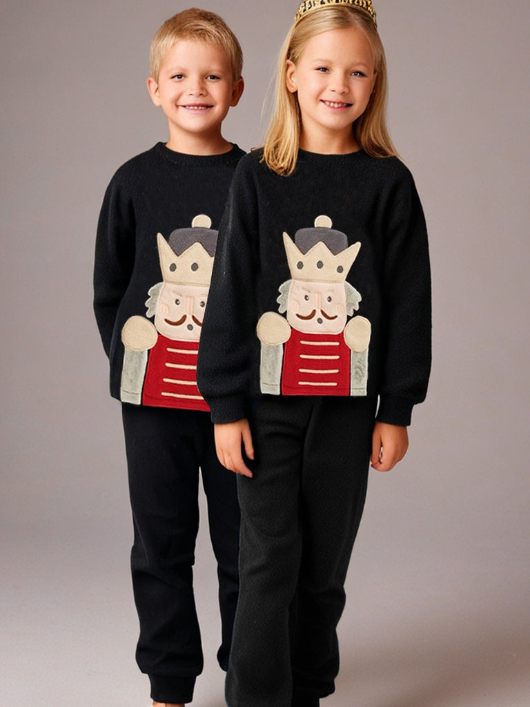 Cherry Crumble Cozy Black Winter Nightsuit for Little Dreamers