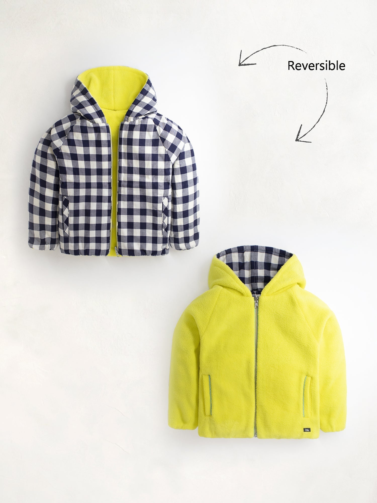 Cherry Crumble Multicolor Checkered Polar Fleece Playful Elegant Winter Jacket