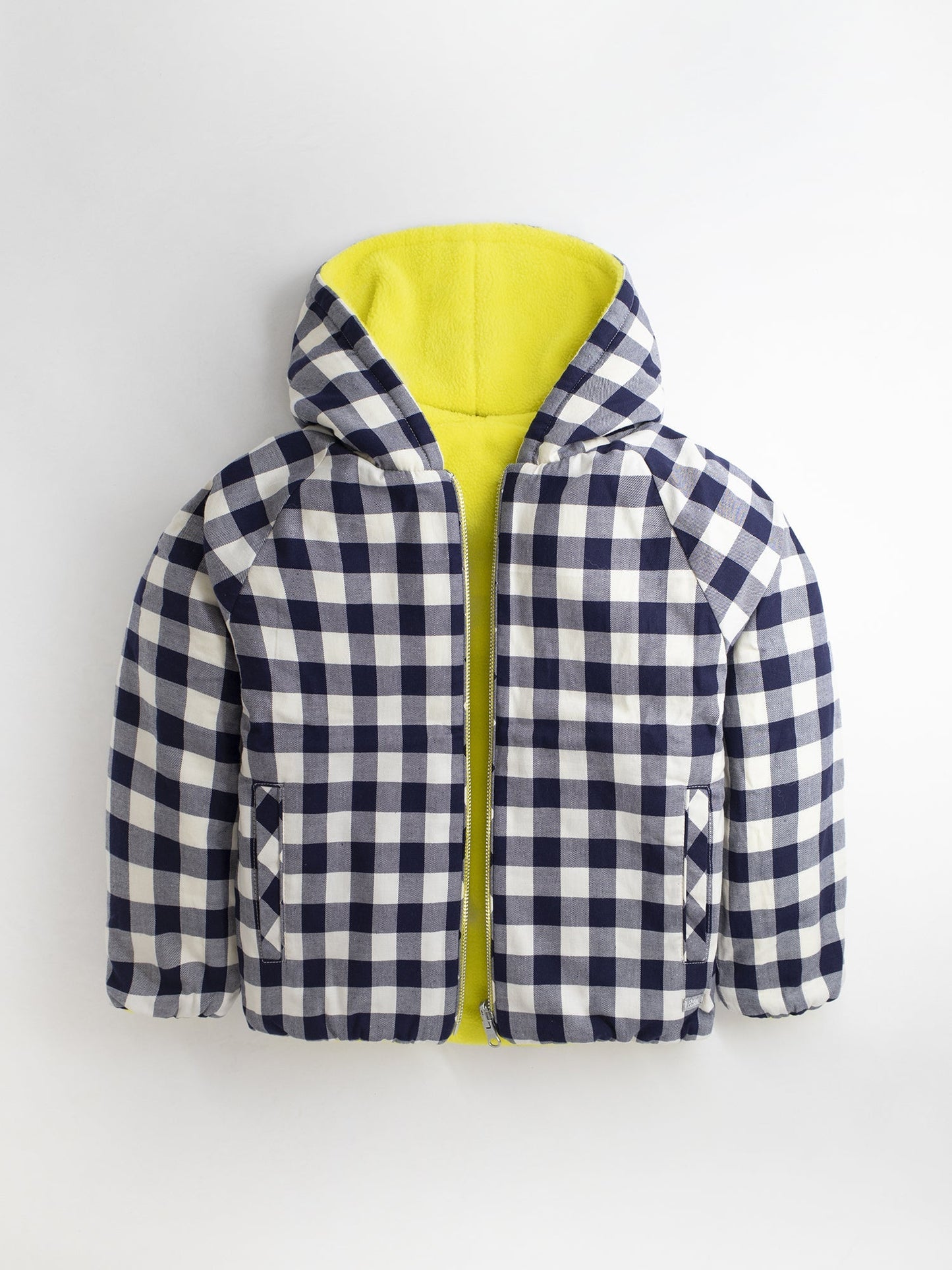 Cherry Crumble Multicolor Checkered Polar Fleece Playful Elegant Winter Jacket