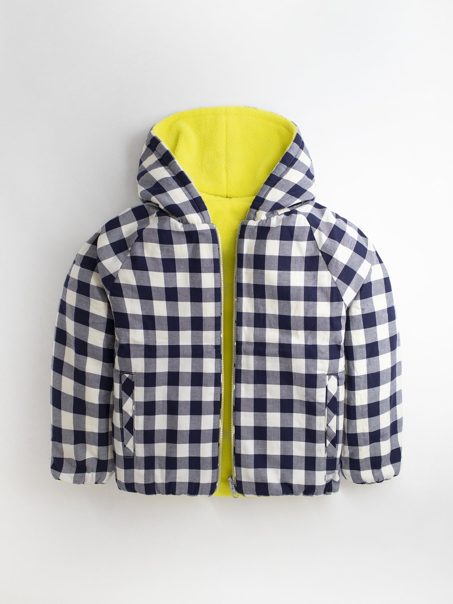 Cherry Crumble Multicolor Checkered Polar Fleece Playful Elegant Winter Jacket