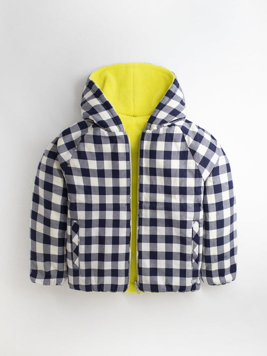 Cherry Crumble Multicolor Checkered Polar Fleece Playful Elegant Winter Jacket