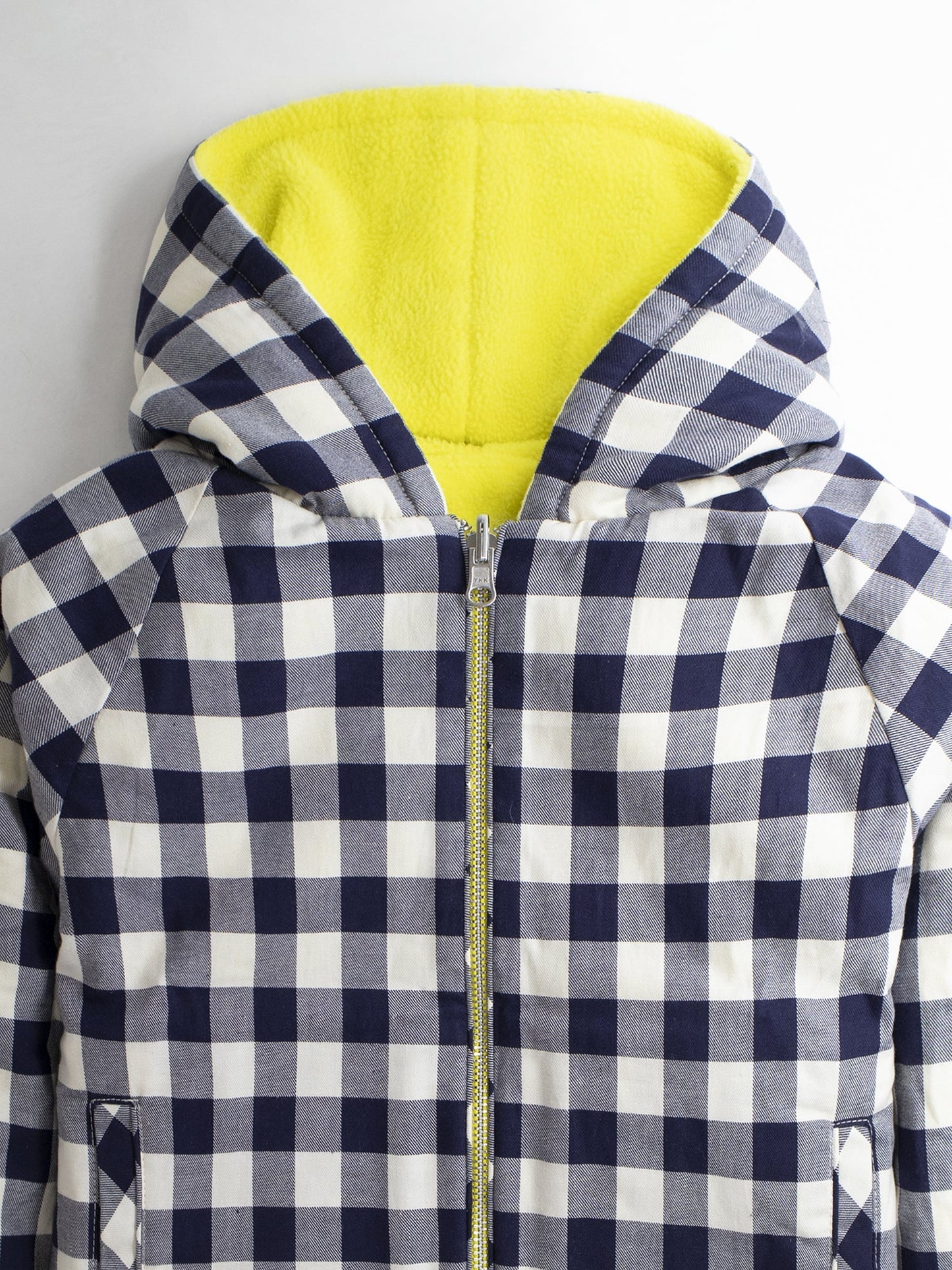 Cherry Crumble Multicolor Checkered Polar Fleece Playful Elegant Winter Jacket