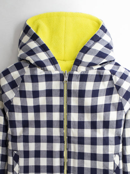 Cherry Crumble Multicolor Checkered Polar Fleece Playful Elegant Winter Jacket