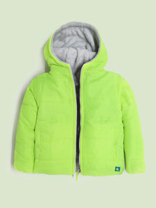 Cherry Crumble Boys Neon Green & Grey Solid Reversable Jacket