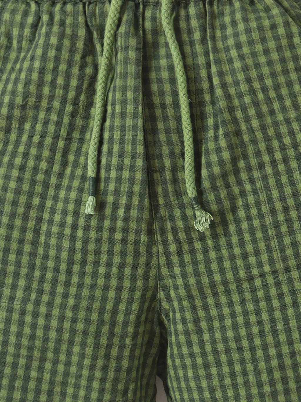 Cherry Crumble Olive Gingham Breezy-Luxe Summer Shorts