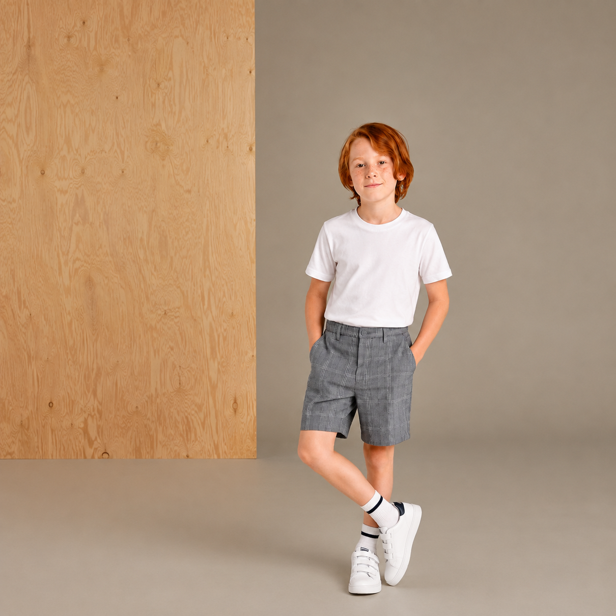 Grey Plaid Breezy-Trendy Summer Shorts