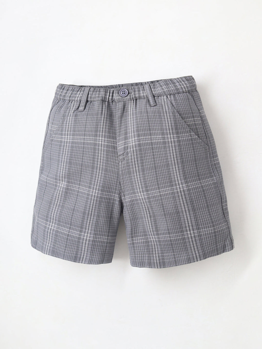 Cherry Crumble Grey Plaid Breezy-Trendy Summer Shorts