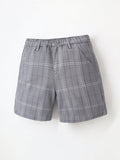 Cherry Crumble Grey Plaid Breezy-Trendy Summer Shorts
