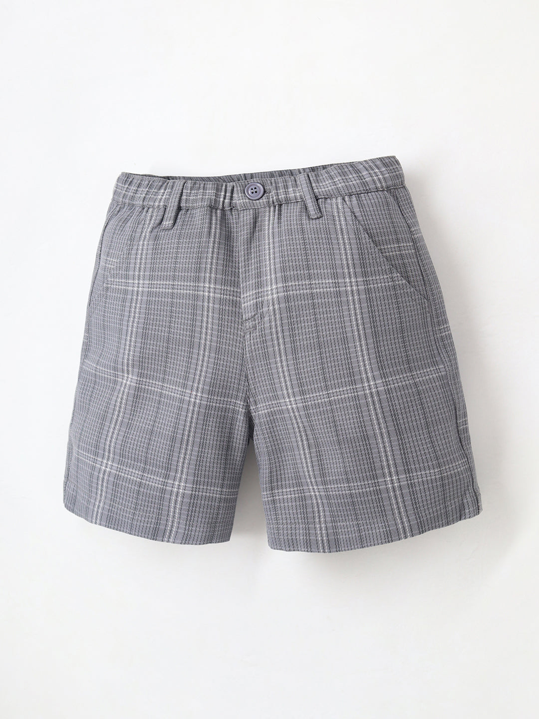 Cherry Crumble Grey Plaid Breezy-Trendy Summer Shorts