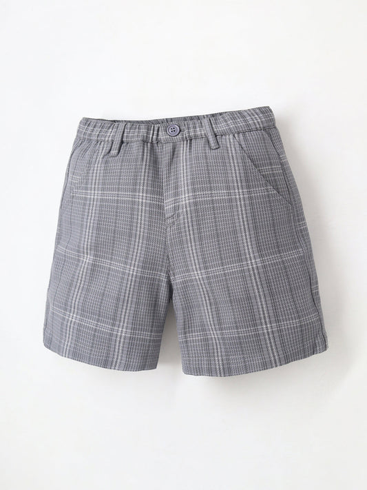Cherry Crumble Grey Plaid Breezy-Trendy Summer Shorts