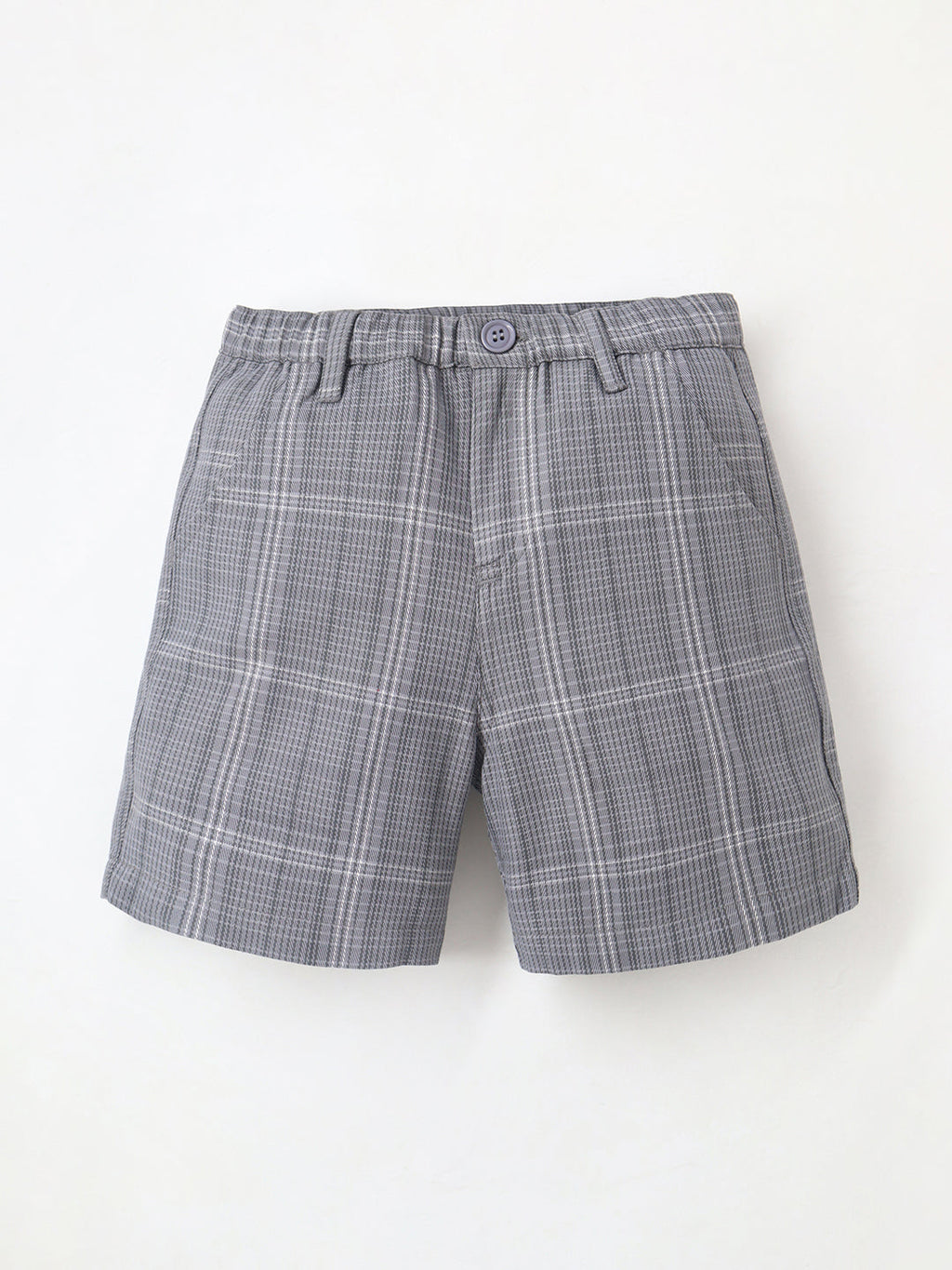Cherry Crumble Grey Plaid Breezy-Trendy Summer Shorts