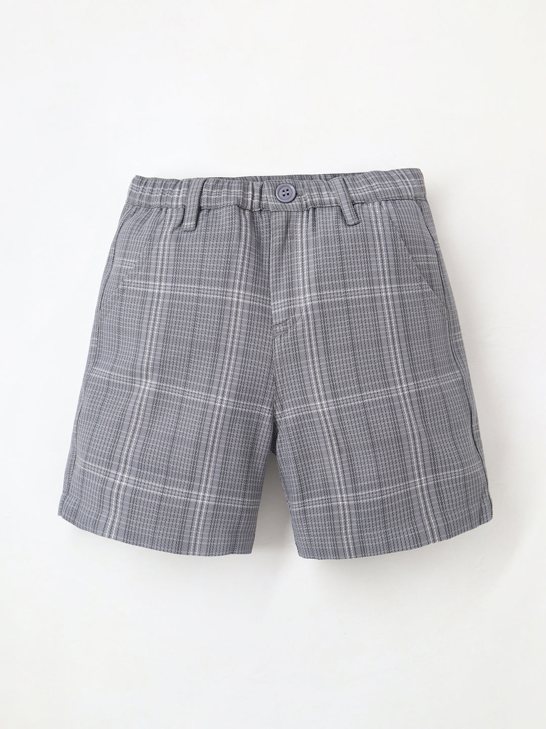 Cherry Crumble Grey Plaid Breezy-Trendy Summer Shorts