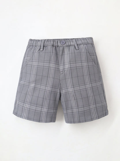 Cherry Crumble Grey Plaid Breezy-Trendy Summer Shorts