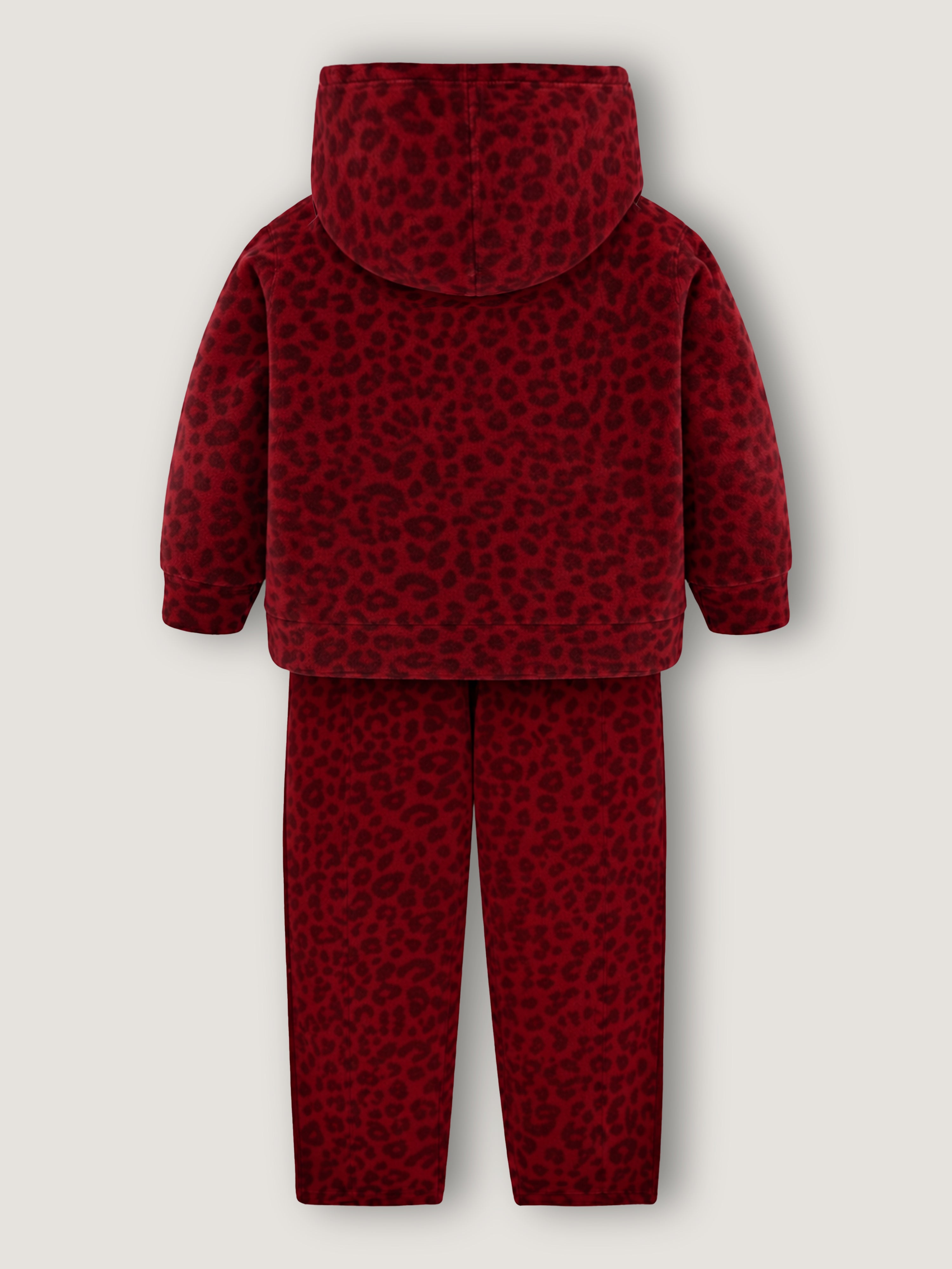 Maroon Charm Printed Fleece Hoodie Set