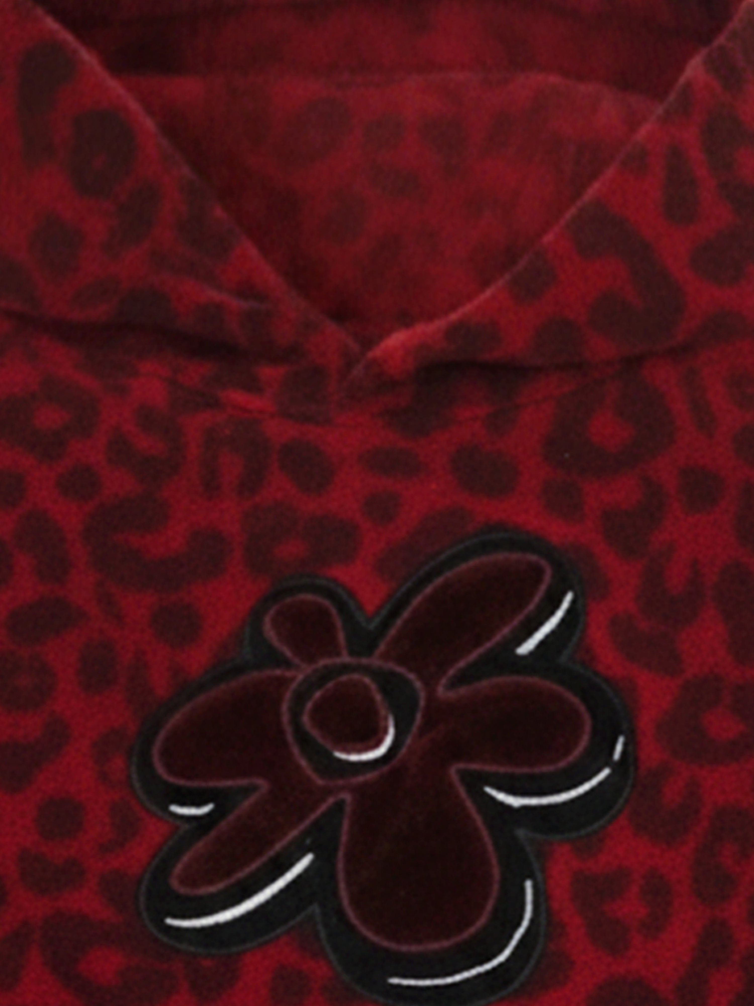 Maroon Charm Printed Fleece Hoodie Set