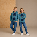 Sweat-shirt élégant et ravissant brodé en applique unie sarcelle