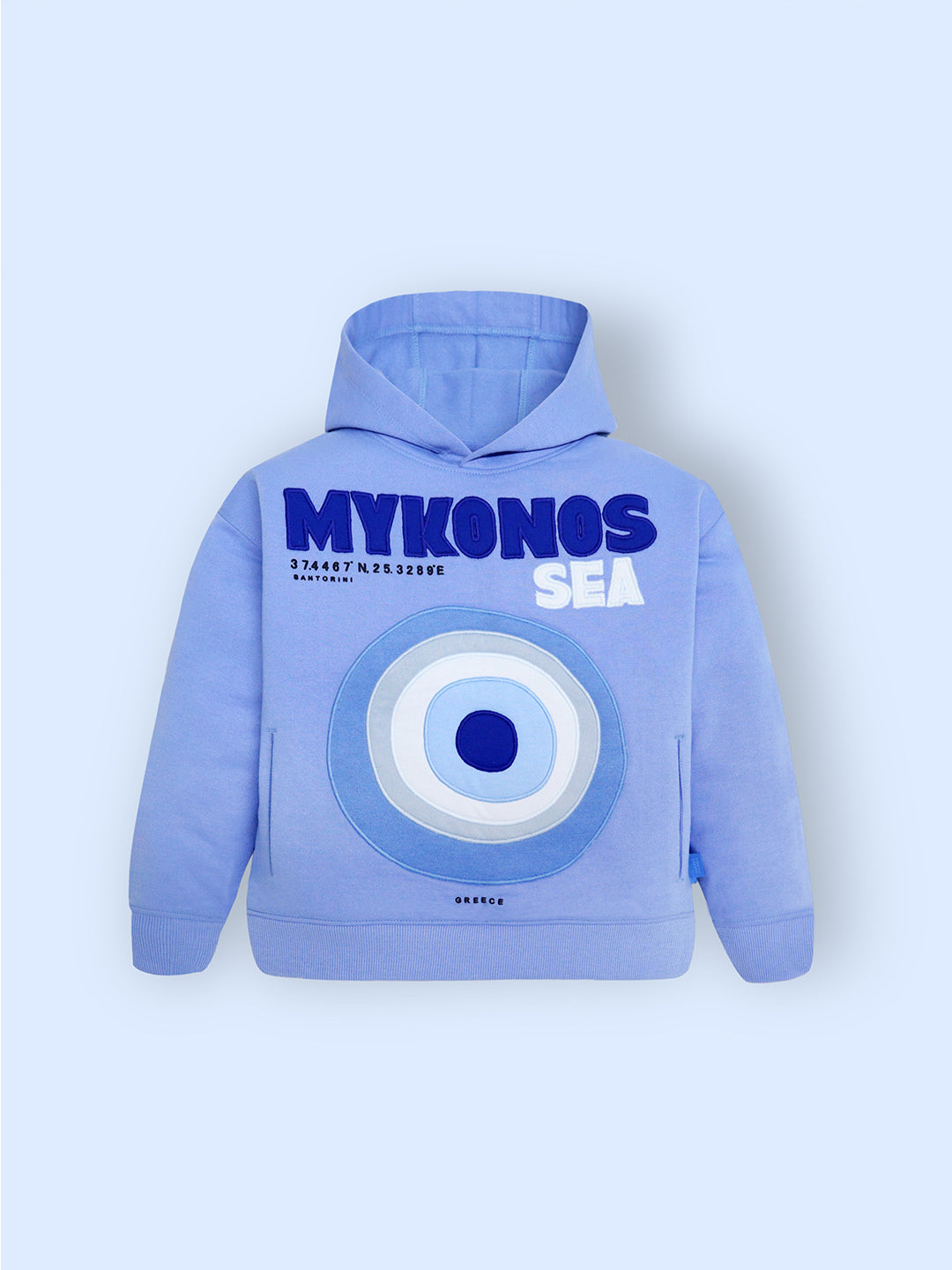 Cherry Crumble Blue Solid Applique Embroidered Snug Classic Hoodie