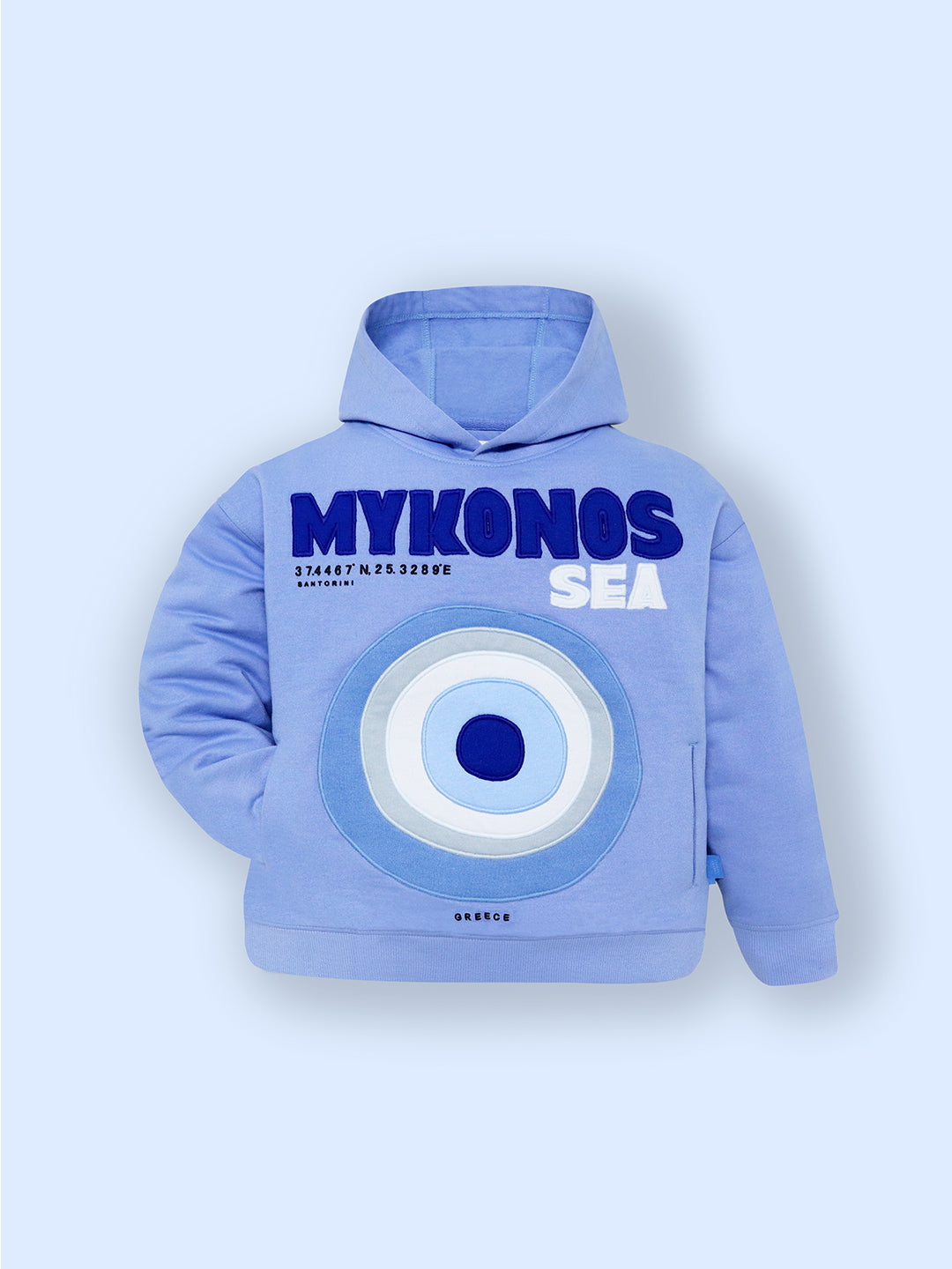 Cherry Crumble Blue Solid Applique Embroidered Snug Classic Hoodie