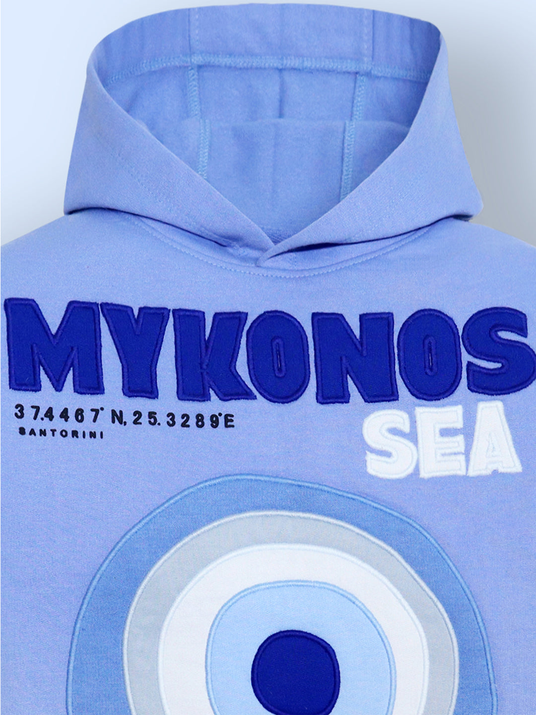 Cherry Crumble Blue Solid Applique Embroidered Snug Classic Hoodie