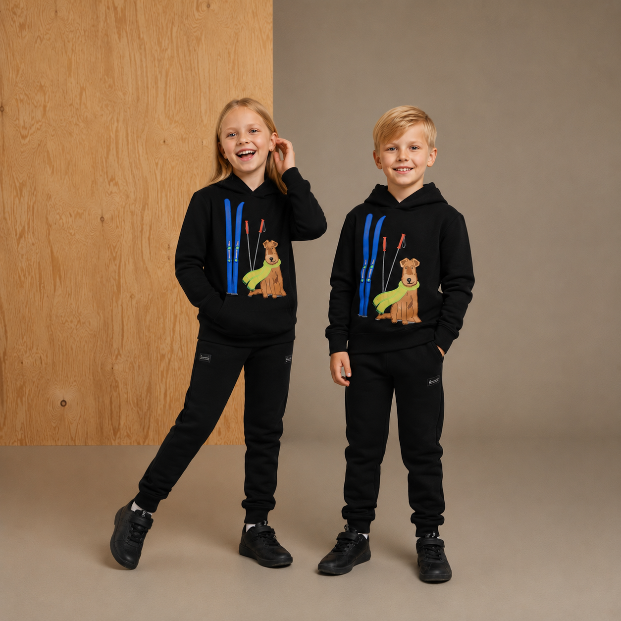 Unisex Black Cozy Hoodie Set