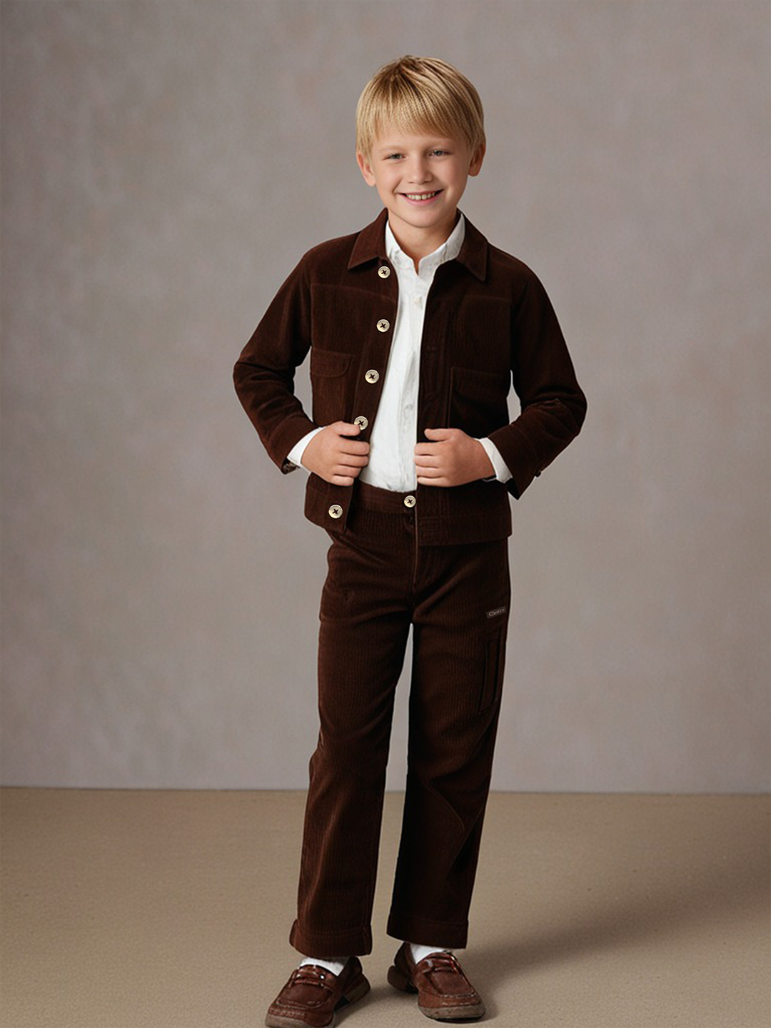 Cherry Crumble wine cotton winter jacket and pants set for kids