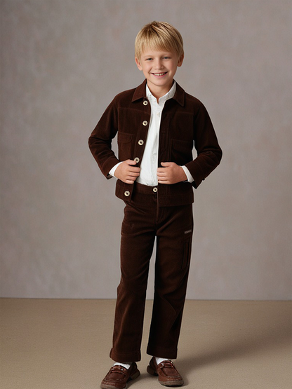 Cherry Crumble wine cotton winter jacket and pants set for kids