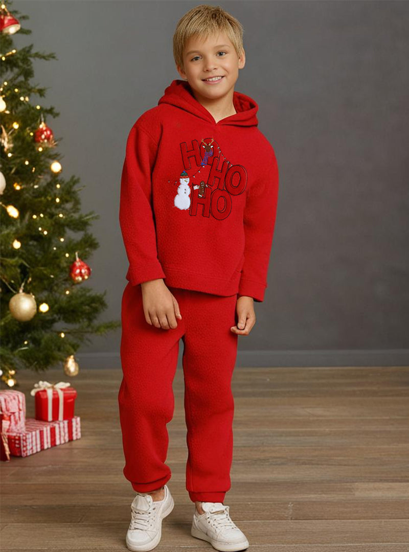 Cherry Crumble Red Solid Applique Embroidered Lovely Elegant Sweatshirt Set