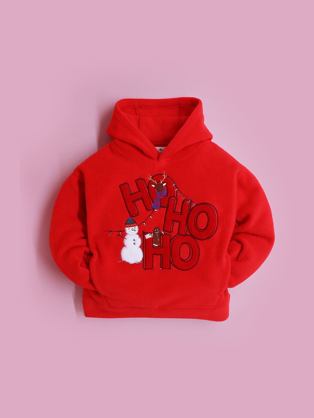 Cherry Crumble Red Solid Applique Embroidered Lovely Elegant Sweatshirt Set