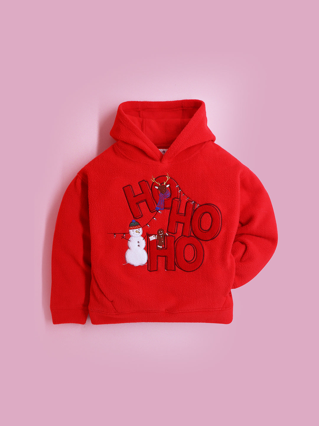 Cherry Crumble Red Solid Applique Embroidered Lovely Elegant Sweatshirt Set