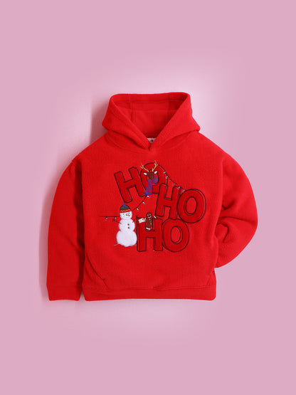 Cherry Crumble Red Solid Applique Embroidered Lovely Elegant Sweatshirt Set