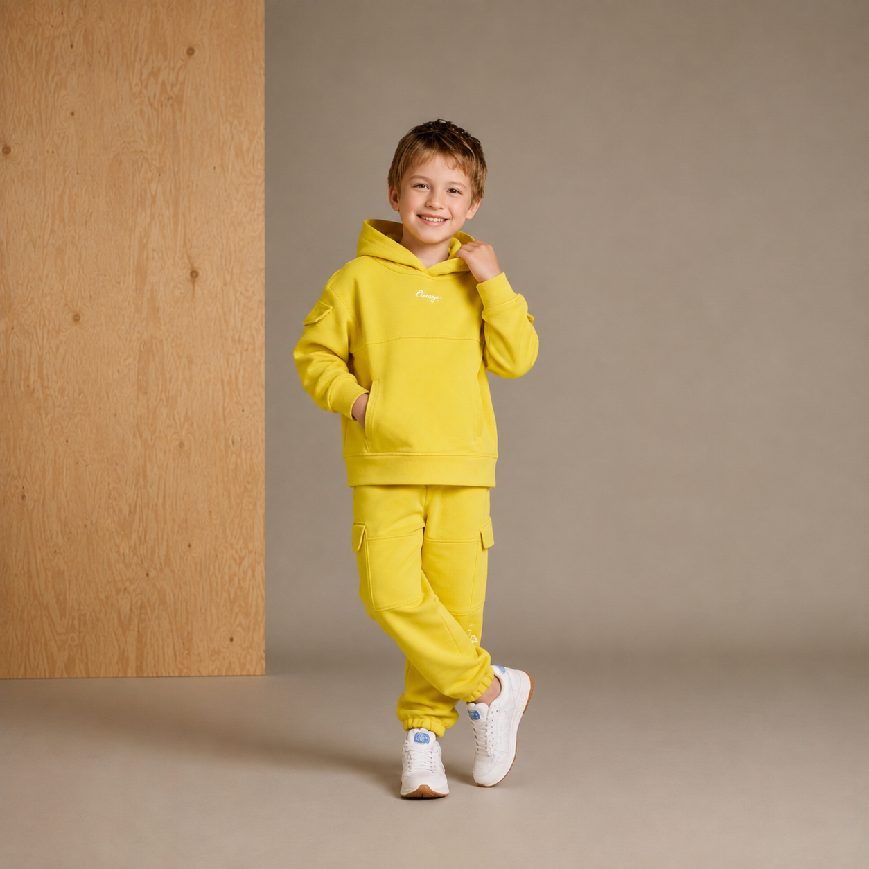 Winter Glow Gelbes Sweatshirt-Set