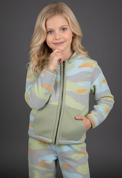 Multicolor Camo Hoodie Set