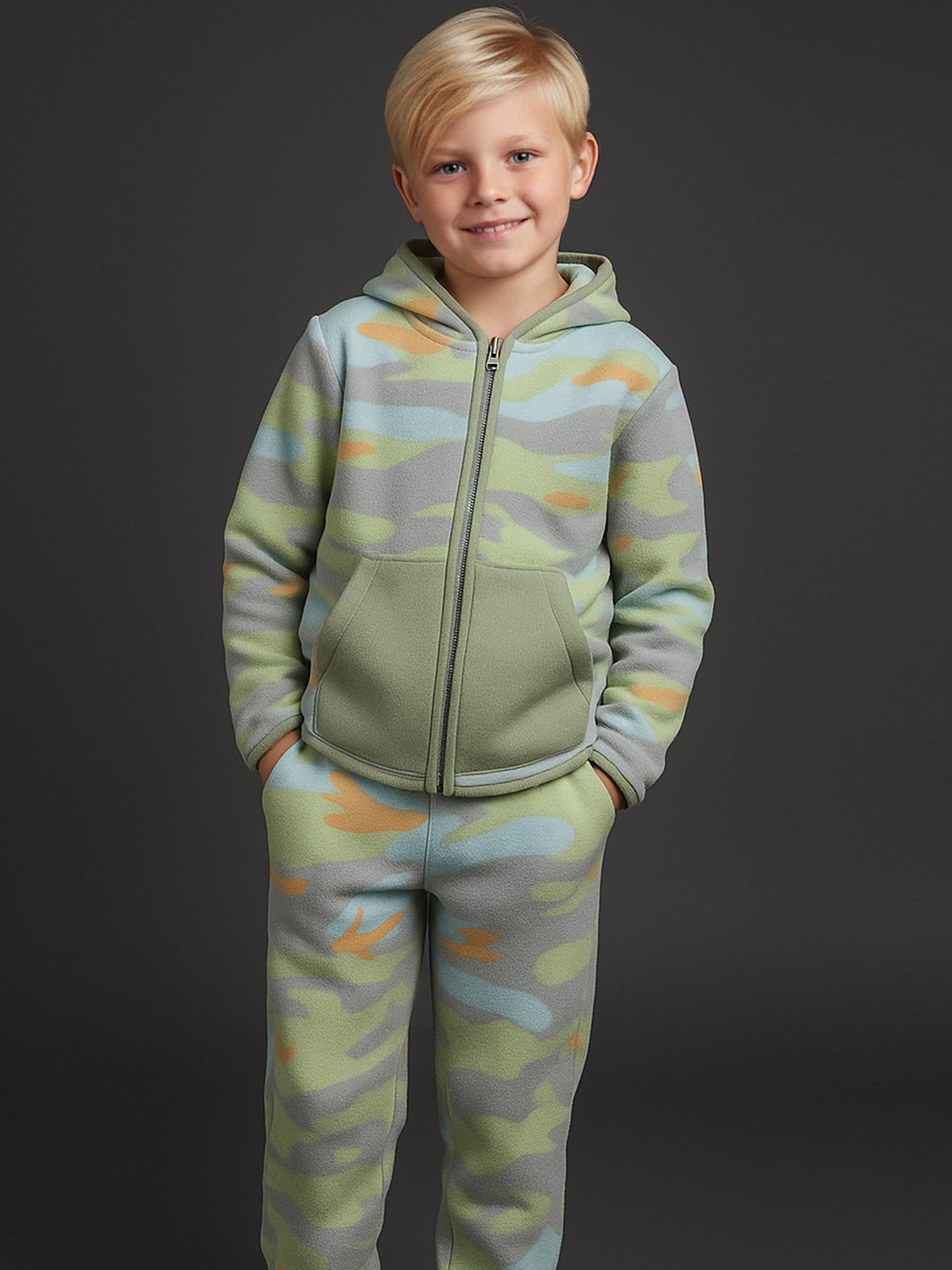 Multicolor Camo Hoodie Set