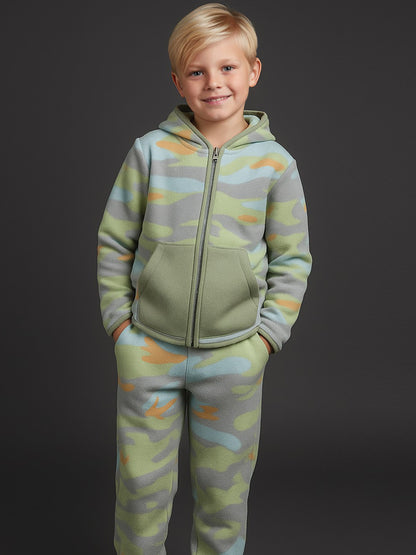 Multicolor Camo Hoodie Set