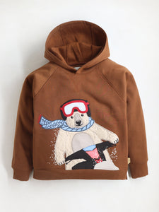 Cherry Crumble Boys Brown Solid Hoodie