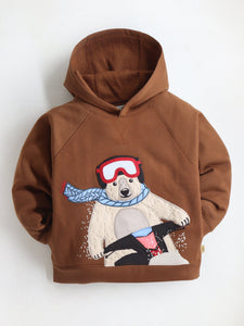 Cherry Crumble Boys Brown Solid Hoodie