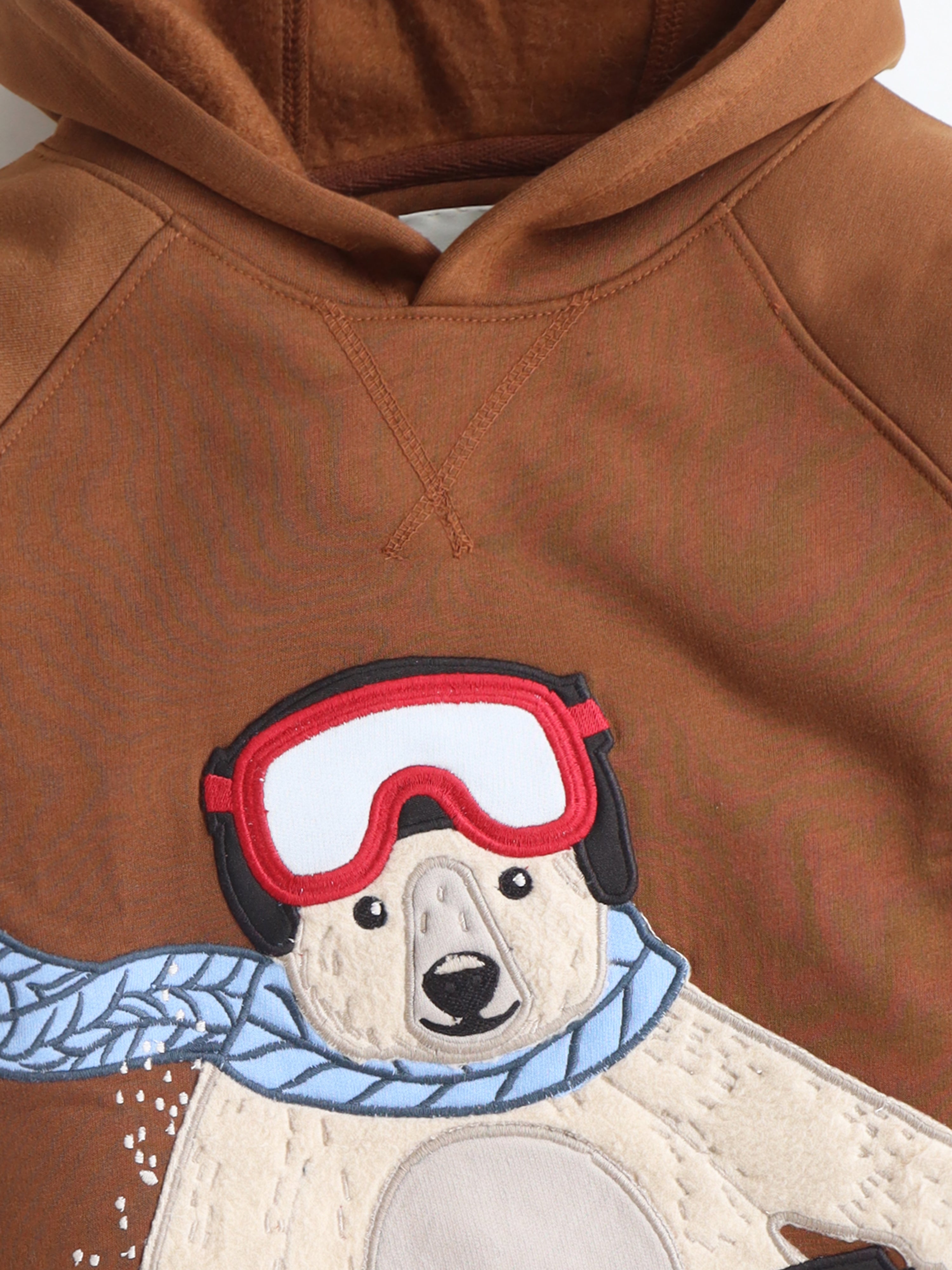 Cherry Crumble Brown Solid Applique Trendy Graceful Winter Sweatshirt