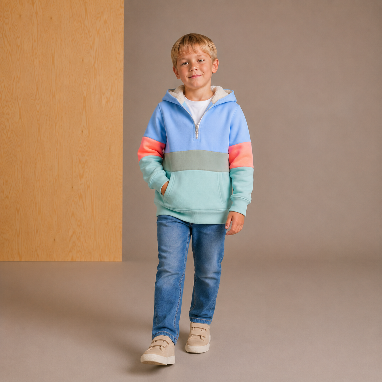 Multicolor Colorblock Winter Sweatshirt