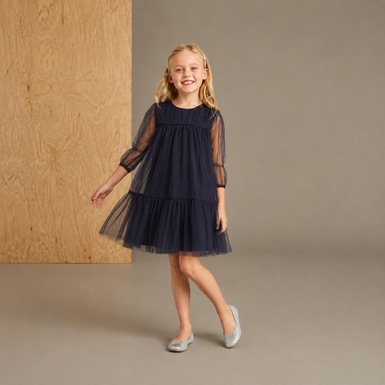 Navy Blue Solid Playful Dress