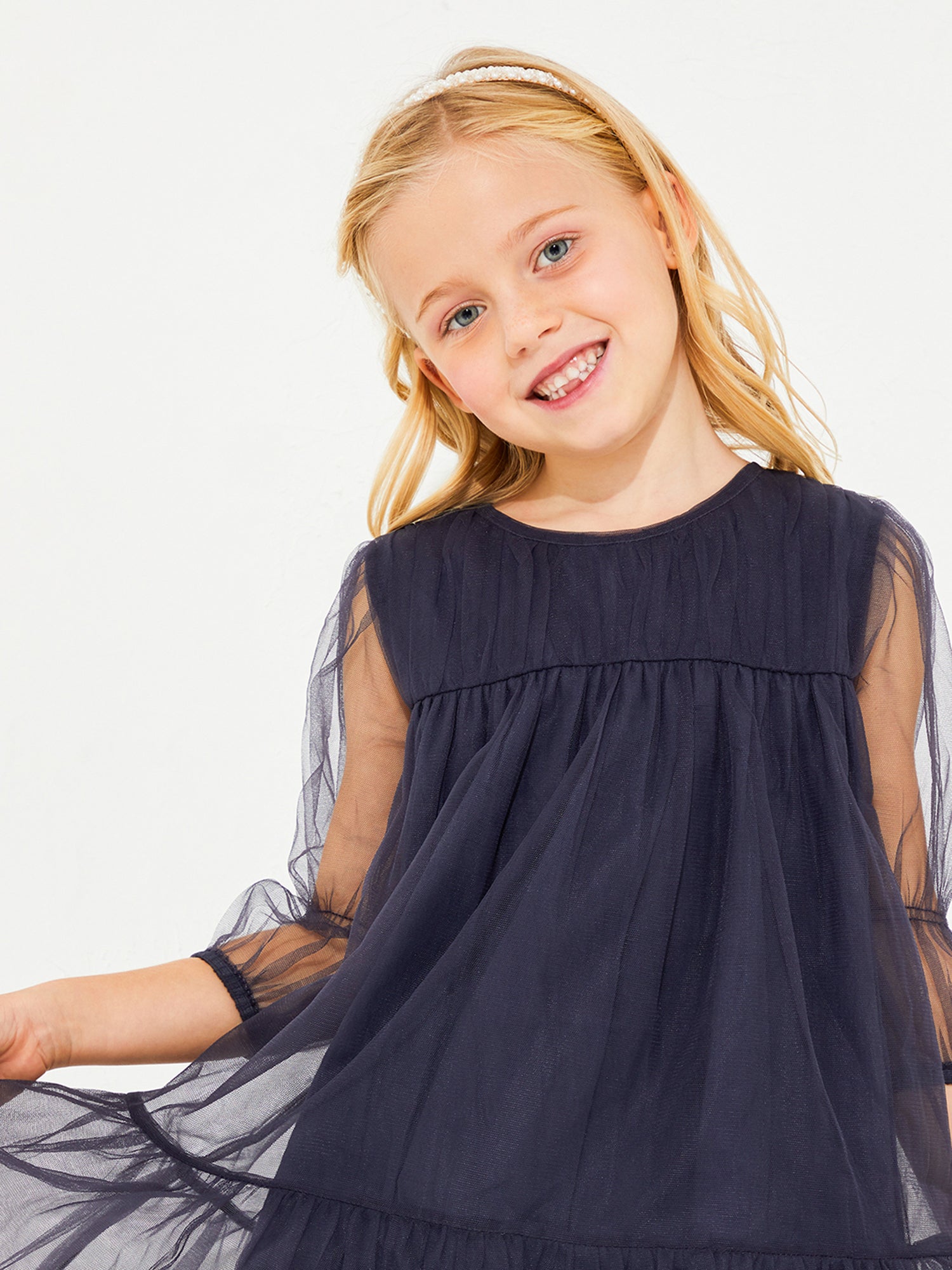 Cherry Crumble Navy Blue Solid Playful Dress