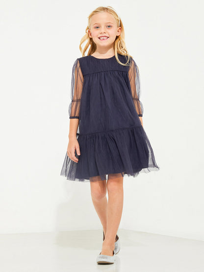 Cherry Crumble Navy Blue Solid Playful Dress