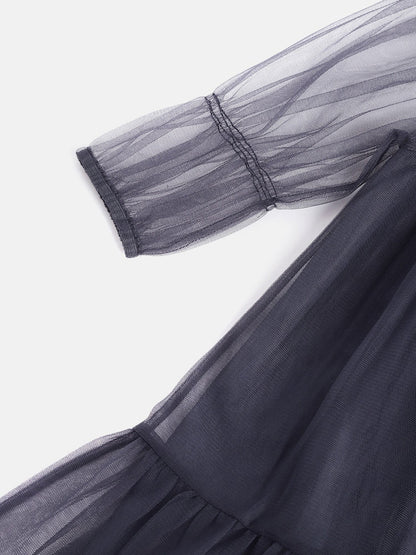 Cherry Crumble Navy Blue Solid Playful Dress