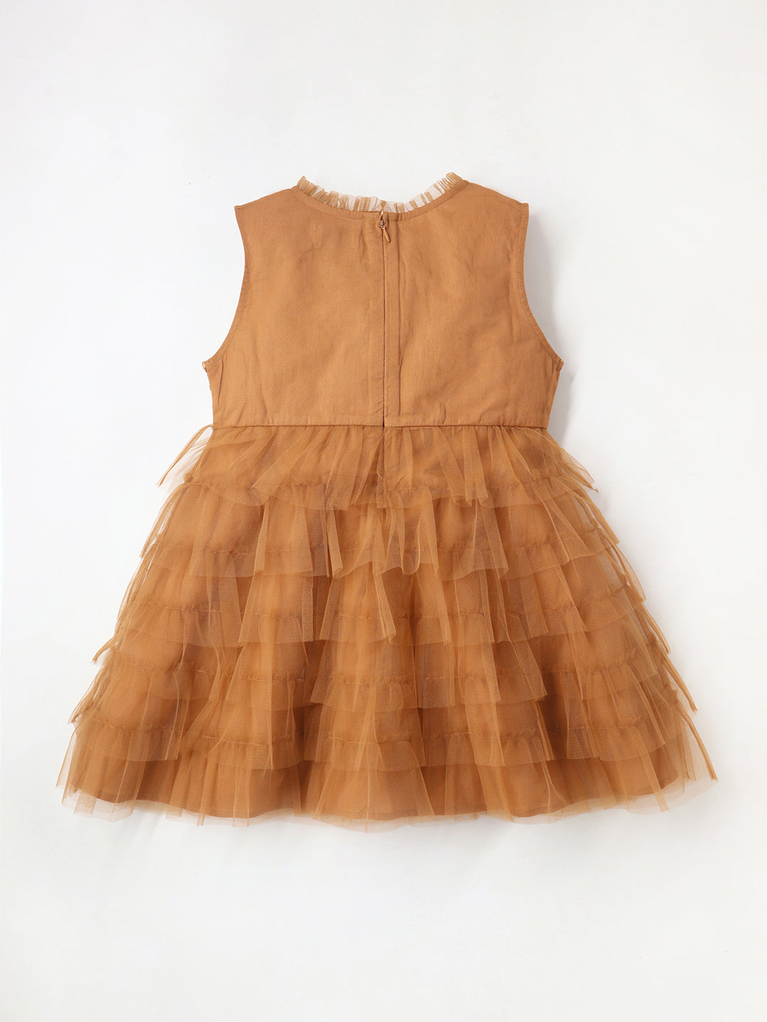 Cherry Crumble Rust Solid Embroidered Adorable Smart Dress