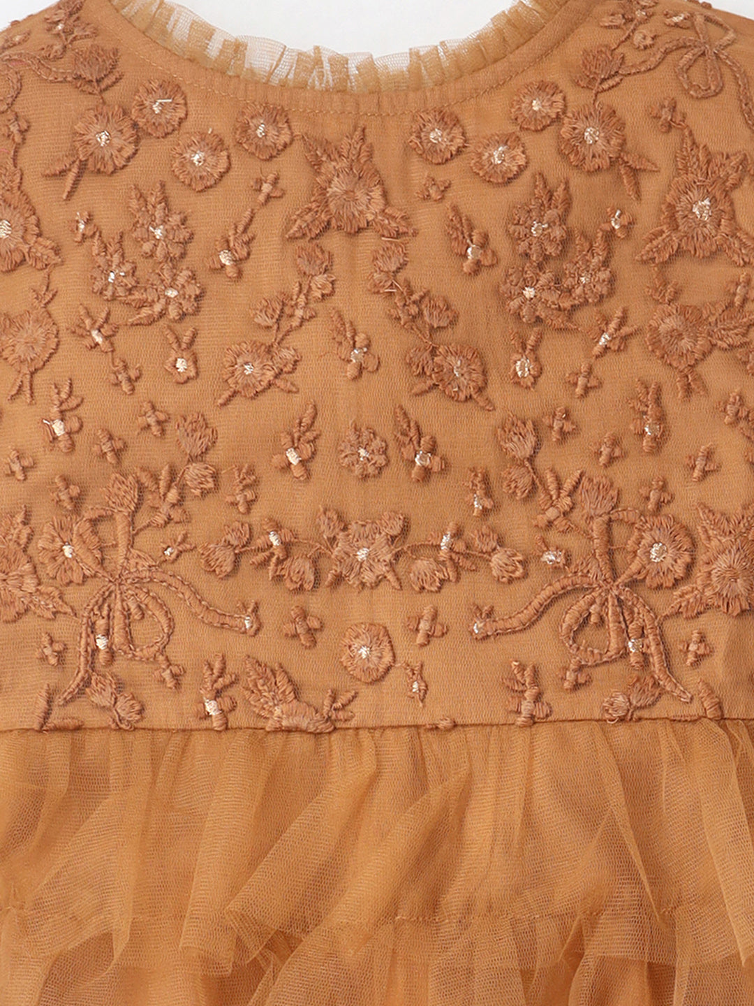 Cherry Crumble Rust Solid Embroidered Adorable Smart Dress