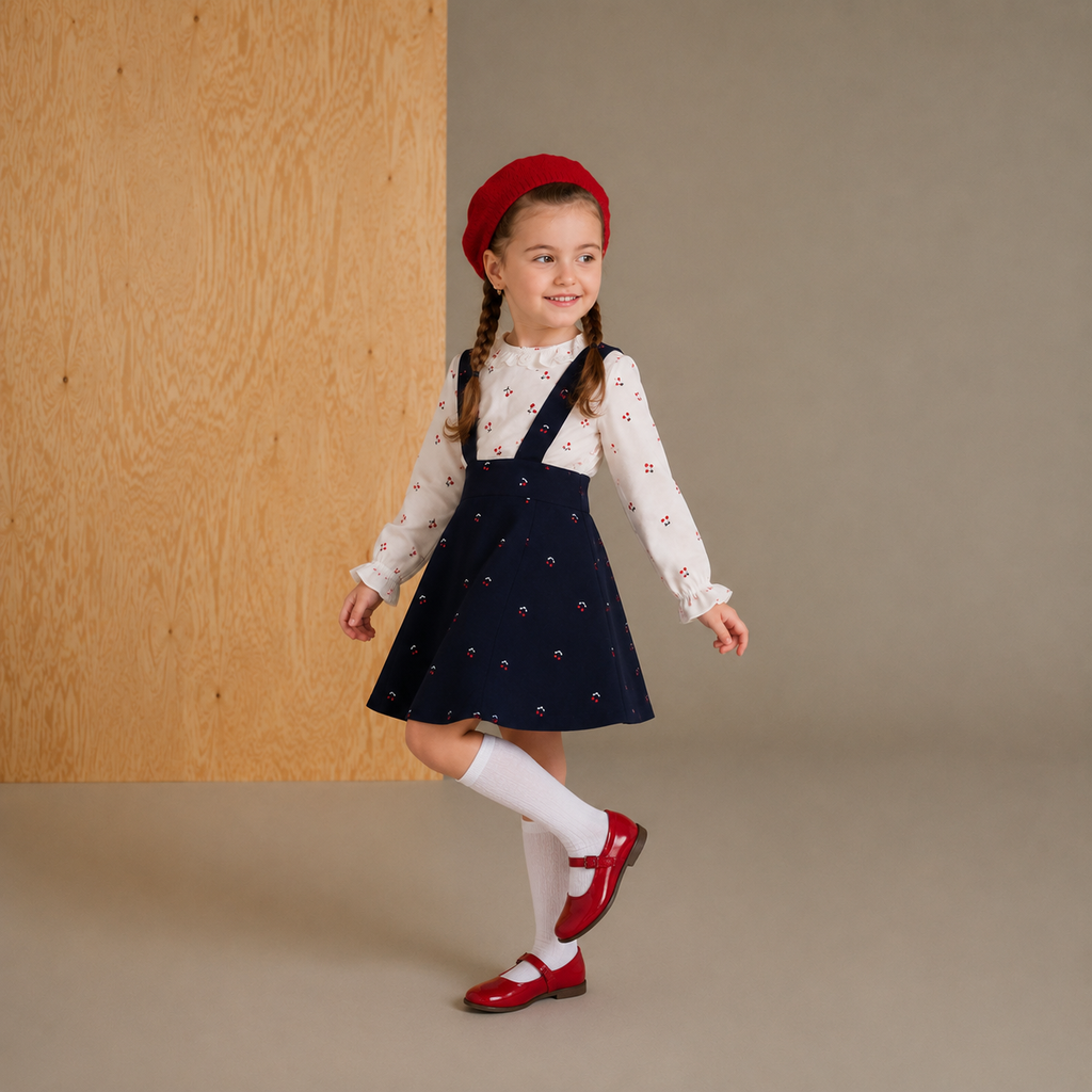 Robe d'été bleu marine brodée mignonne et élégante