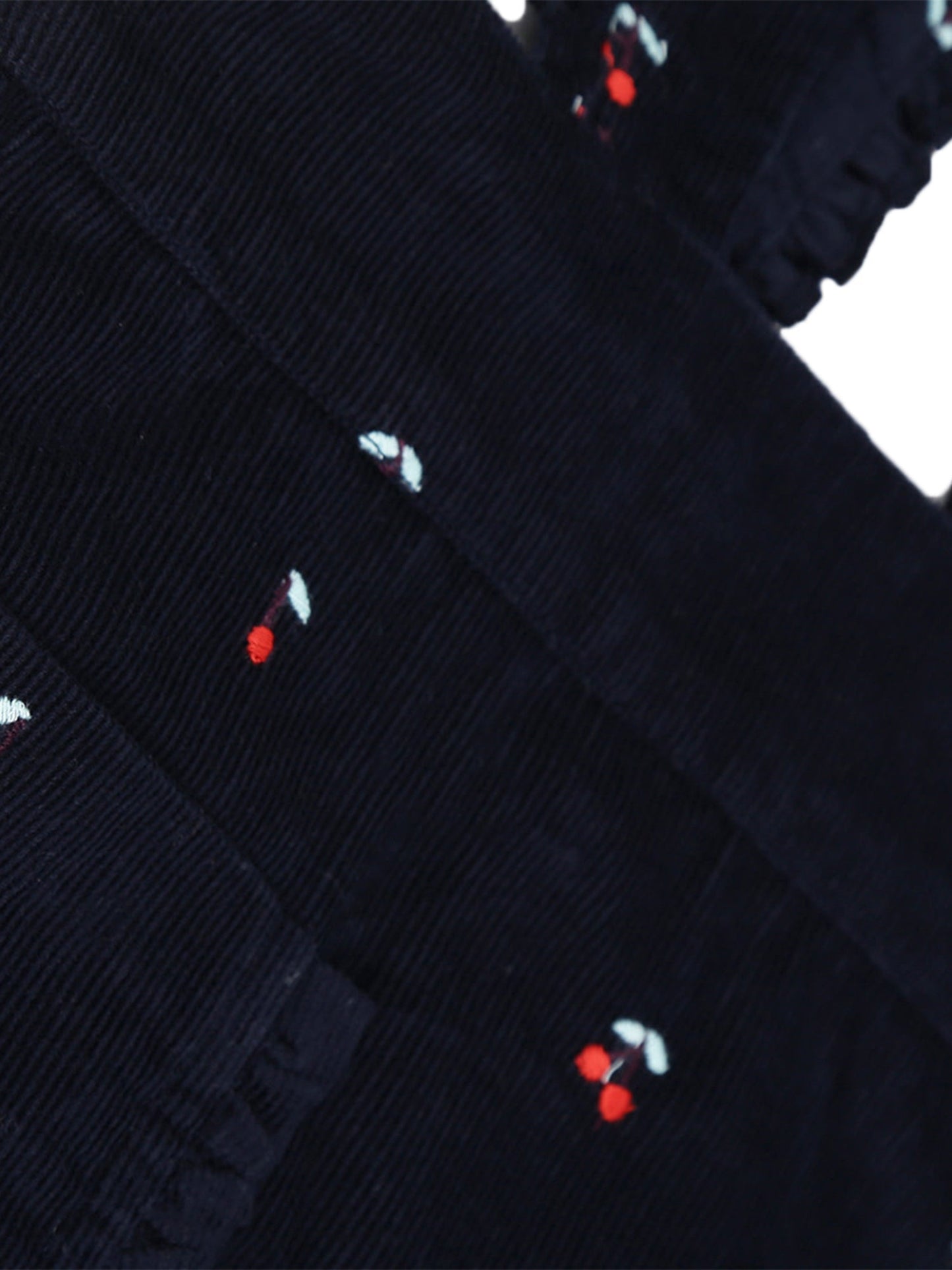 Cherry Crumble Navy Blue Embroidered Cute Elegant Winter Dress