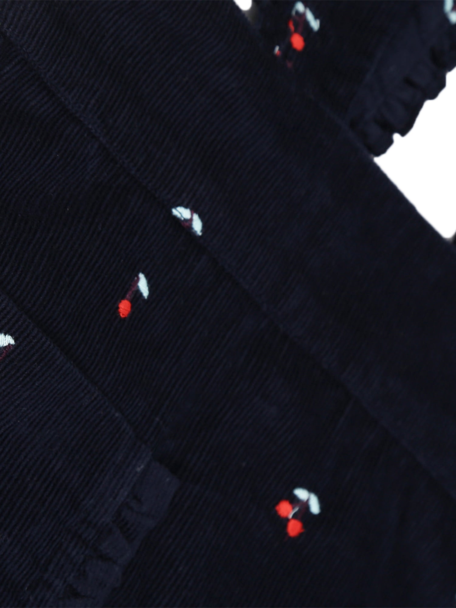 Cherry Crumble Navy Blue Embroidered Cute Elegant Winter Dress