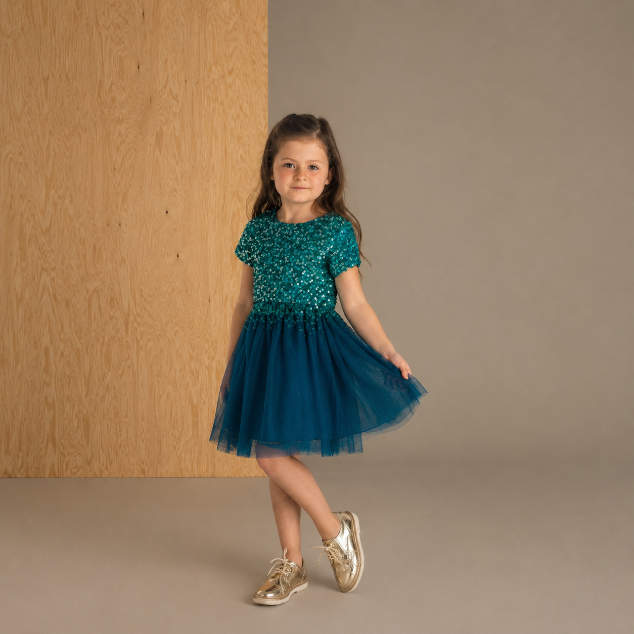 Green Lovely Graceful Sequence Partywear Dress